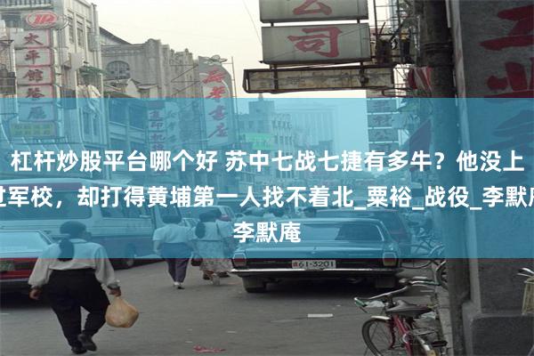 杠杆炒股平台哪个好 苏中七战七捷有多牛？他没上过军校，却打得黄埔第一人找不着北_粟裕_战役_李默庵