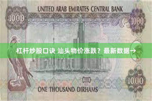 杠杆炒股口诀 汕头物价涨跌？最新数据→