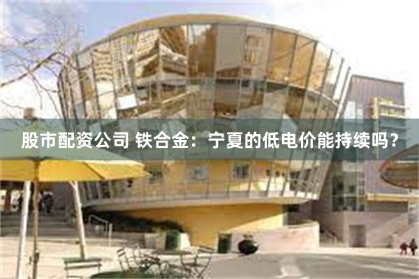 股市配资公司 铁合金：宁夏的低电价能持续吗？
